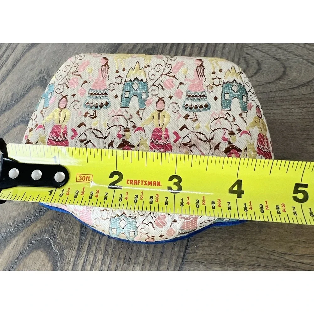 Vintage Asian Design Fan Shaped Jewelry Box Village Flowers Fashioned by Dixelle